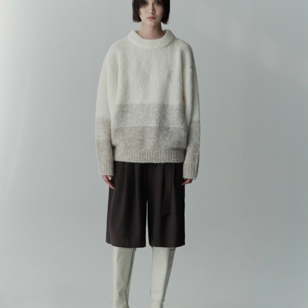 Cream Gradient Cozy Crewneck Sweater